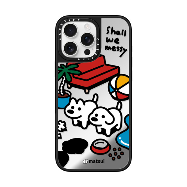 matsui x CASETiFY iPhone 16 Pro Max ケース Silver on Black ミラーケース MagSafe対応 matsui - Shall we messy