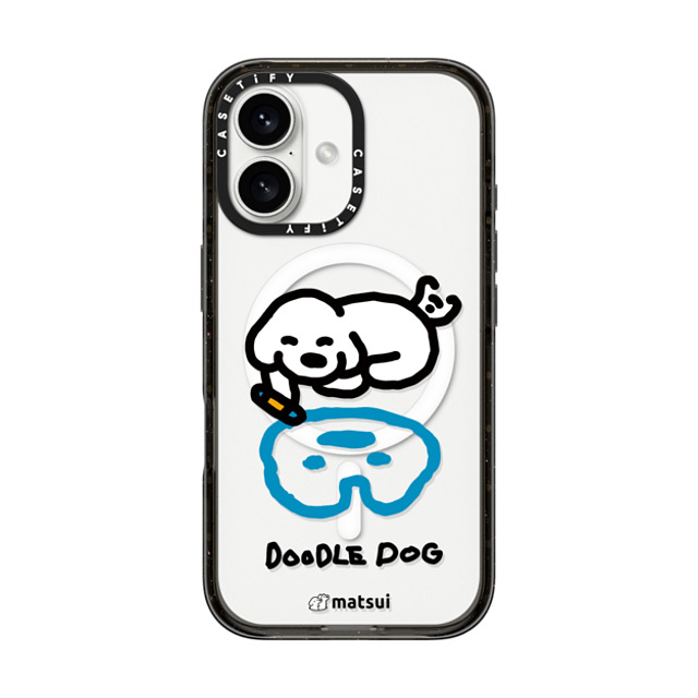 matsui x CASETiFY iPhone 16 ケース ブラック インパクトケース MagSafe対応 matsui - DOODLE DOG_A