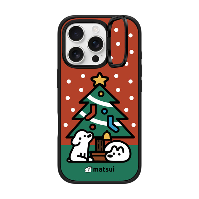 matsui x CASETiFY iPhone 16 Pro ケース マットブラック インパクトリングスタンドケース MagSafe対応 クリスマス