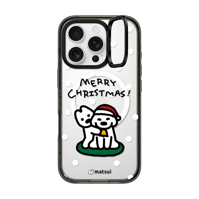 matsui x CASETiFY iPhone 16 Pro ケース ブラック インパクトリングスタンドケース MagSafe対応 Matsui Christmas Print 1