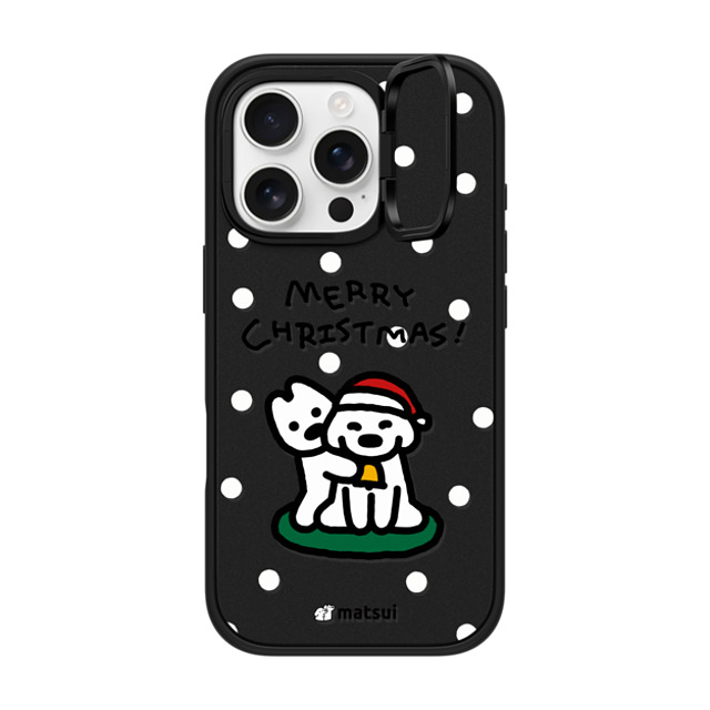 matsui x CASETiFY iPhone 16 Pro ケース マットブラック インパクトリングスタンドケース MagSafe対応 Matsui Christmas Print 1