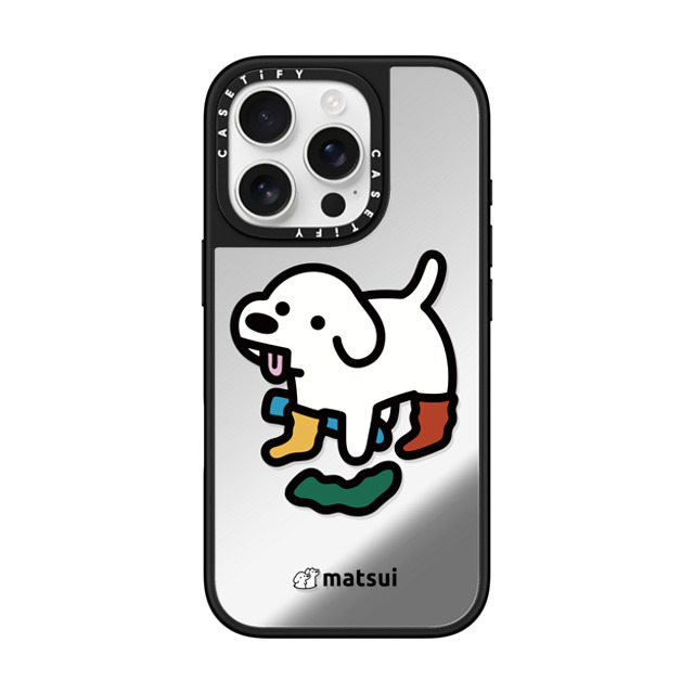 matsui x CASETiFY iPhone 16 Pro ケース Silver on Black ミラーケース MagSafe対応 Socks