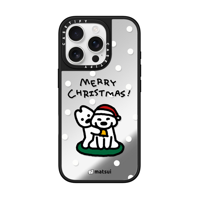 matsui x CASETiFY iPhone 16 Pro ケース Silver on Black ミラーケース MagSafe対応 Matsui Christmas Print 1