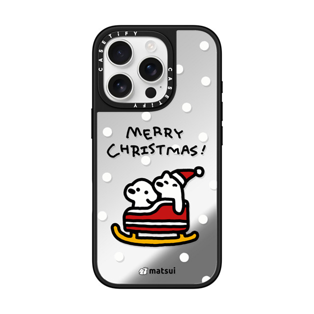 matsui x CASETiFY iPhone 16 Pro ケース Silver on Black ミラーケース MagSafe対応 Matsui Christmas Print 2