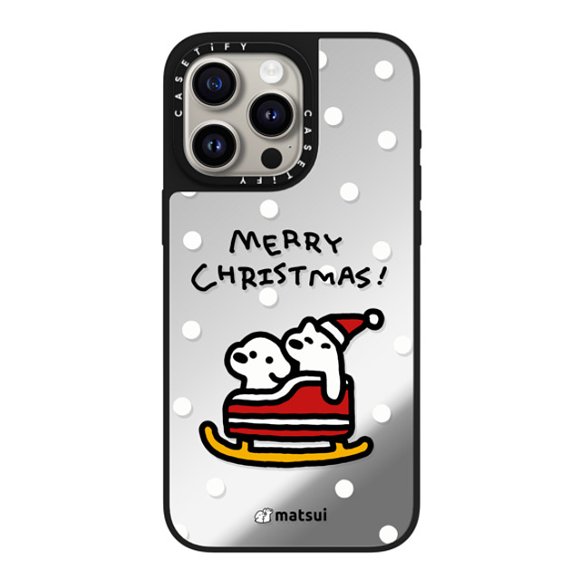 matsui x CASETiFY iPhone 15 Pro Max ケース Silver on Black ミラーケース MagSafe対応 Matsui Christmas Print 2