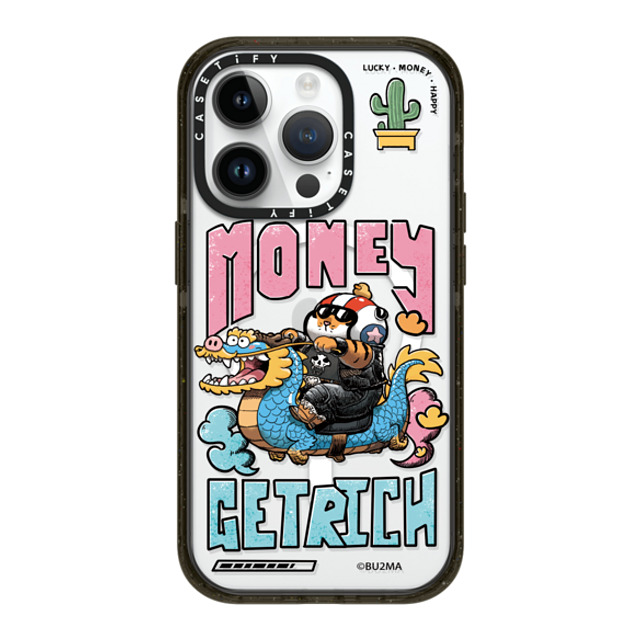 Bu2Ma x CASETiFY iPhone 14 Pro ケース ブラック インパクトケース MagSafe対応 MONEY GET RICH BY BU2MA