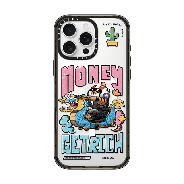 Bu2Ma x CASETiFY iPhone 16 Pro Max ケース ブラック インパクトケース MagSafe対応 MONEY GET RICH BY BU2MA