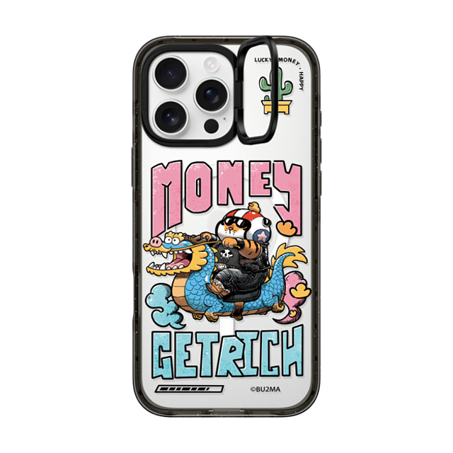 Bu2Ma x CASETiFY iPhone 16 Pro Max ケース ブラック インパクトリングスタンドケース MagSafe対応 MONEY GET RICH BY BU2MA