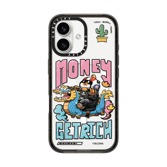 Bu2Ma x CASETiFY iPhone 16 ケース ブラック インパクトケース MagSafe対応 MONEY GET RICH BY BU2MA