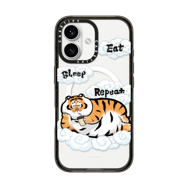 Bu2Ma x CASETiFY iPhone 16 Case Black Impact Case MagSafe Compatible Eat Sleep Repeat Father's Day Bu2Ma x CASETiFY iPhone 16 Case Black Impact Case MagSafe Compatible Eat Sleep Repeat Father's Day