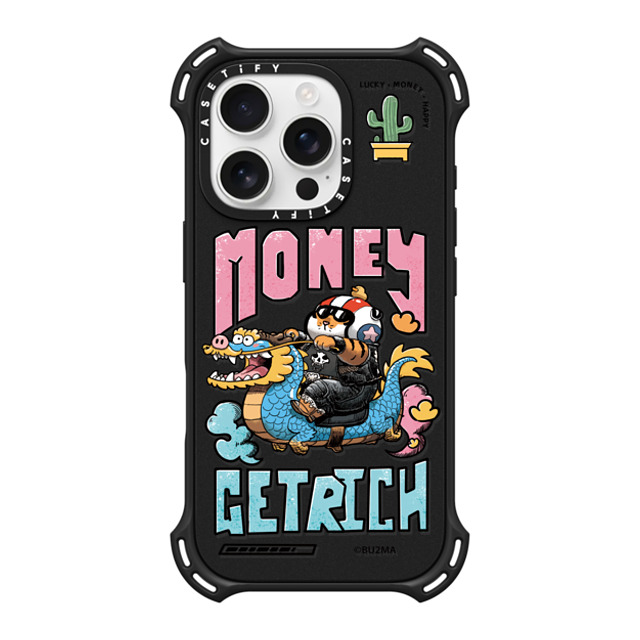Bu2Ma x CASETiFY iPhone 16 Pro ケース マットブラック バウンスケース MONEY GET RICH BY BU2MA