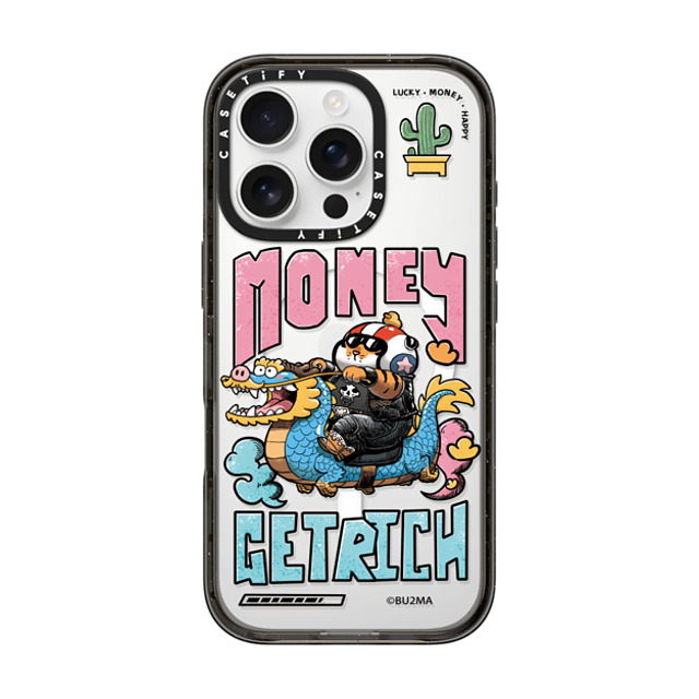 Bu2Ma x CASETiFY iPhone 16 Pro ケース ブラック インパクトケース MagSafe対応 MONEY GET RICH BY BU2MA