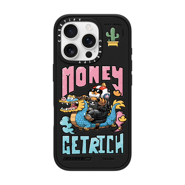 Bu2Ma x CASETiFY iPhone 16 Pro ケース マットブラック インパクトケース MagSafe対応 MONEY GET RICH BY BU2MA