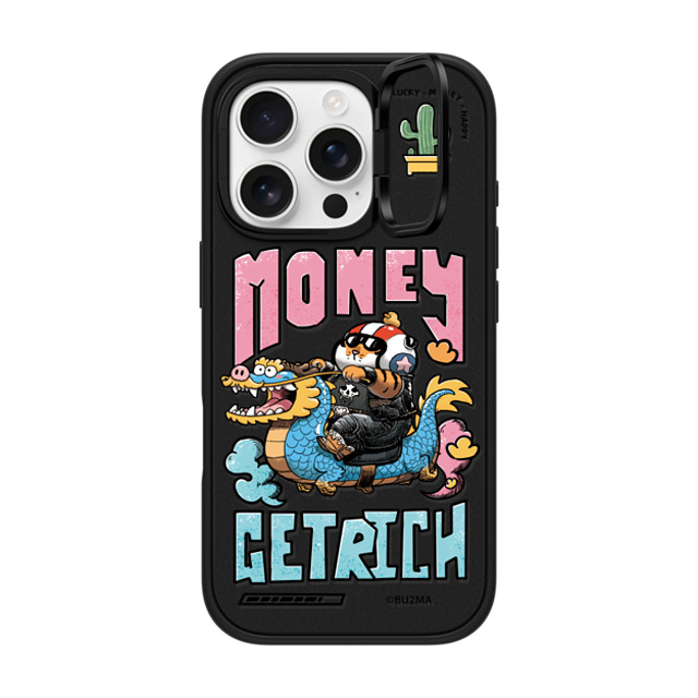 Bu2Ma x CASETiFY iPhone 16 Pro ケース マットブラック インパクトリングスタンドケース MagSafe対応 MONEY GET RICH BY BU2MA