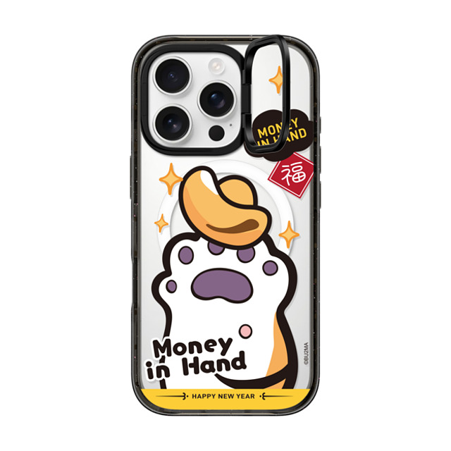 Bu2Ma x CASETiFY iPhone 16 Pro ケース ブラック インパクトリングスタンドケース MagSafe対応 MONEY IN HAND