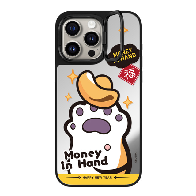 Bu2Ma x CASETiFY iPhone 15 Pro Max ケース Silver on Black ミラー リングスタンドケース MagSafe対応 MONEY IN HAND