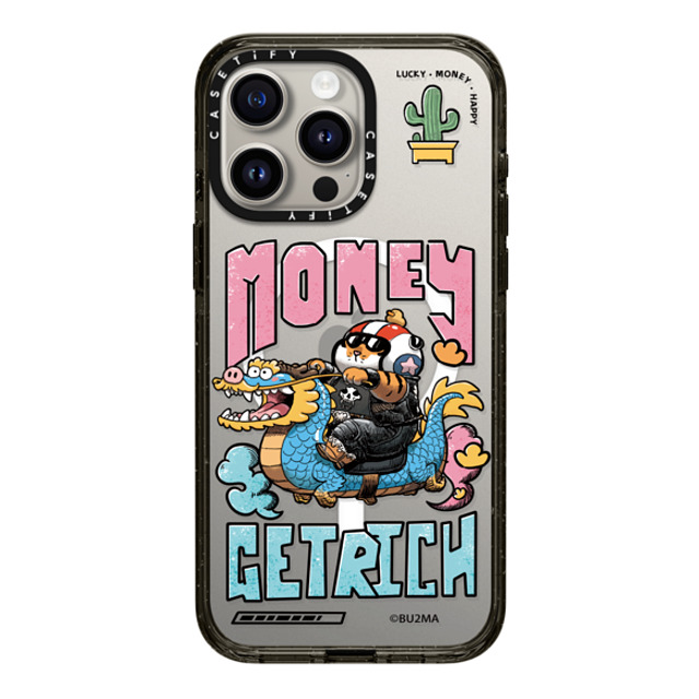 Bu2Ma x CASETiFY iPhone 15 Pro Max ケース ブラック インパクトケース MagSafe対応 MONEY GET RICH BY BU2MA