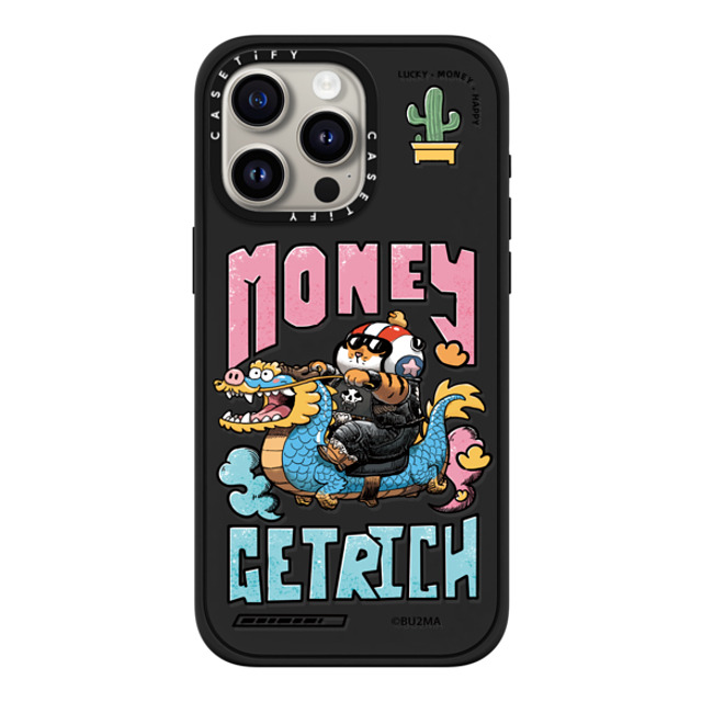 Bu2Ma x CASETiFY iPhone 15 Pro Max ケース マットブラック インパクトケース MagSafe対応 MONEY GET RICH BY BU2MA