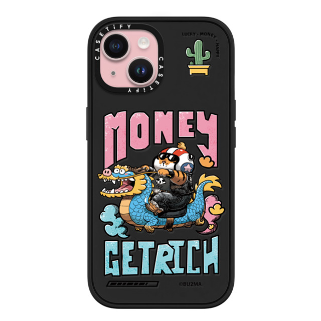 Bu2Ma x CASETiFY iPhone 15 ケース マットブラック インパクトケース MagSafe対応 MONEY GET RICH BY BU2MA