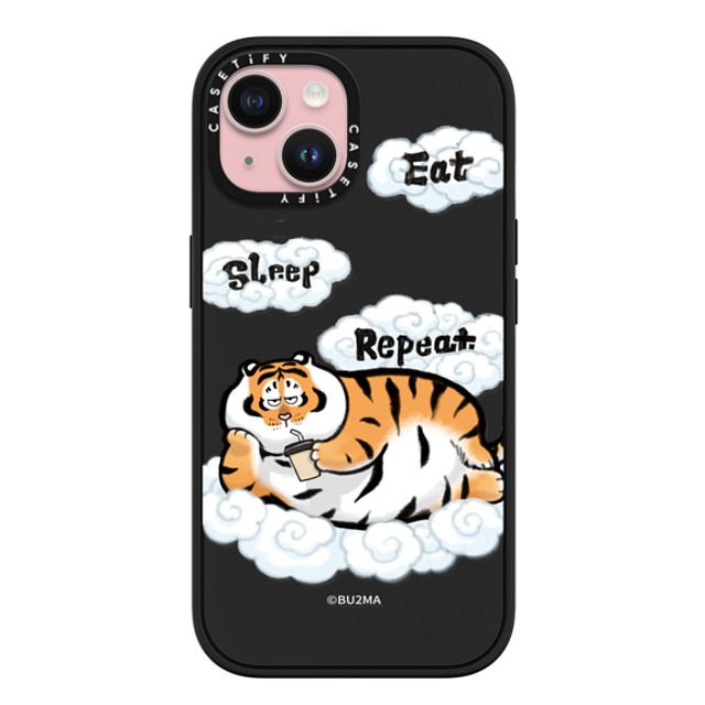 Bu2Ma x CASETiFY iPhone 15 ケース マットブラック インパクトケース MagSafe対応 Eat Sleep Repeat
