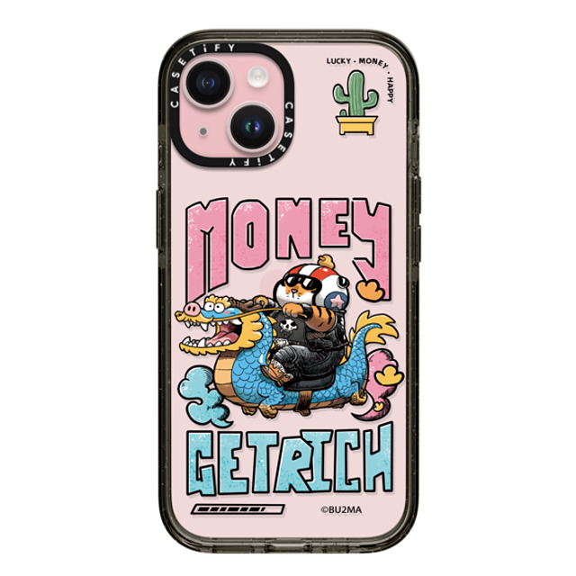 Bu2Ma x CASETiFY iPhone 15 ケース ブラック インパクトケース MONEY GET RICH BY BU2MA