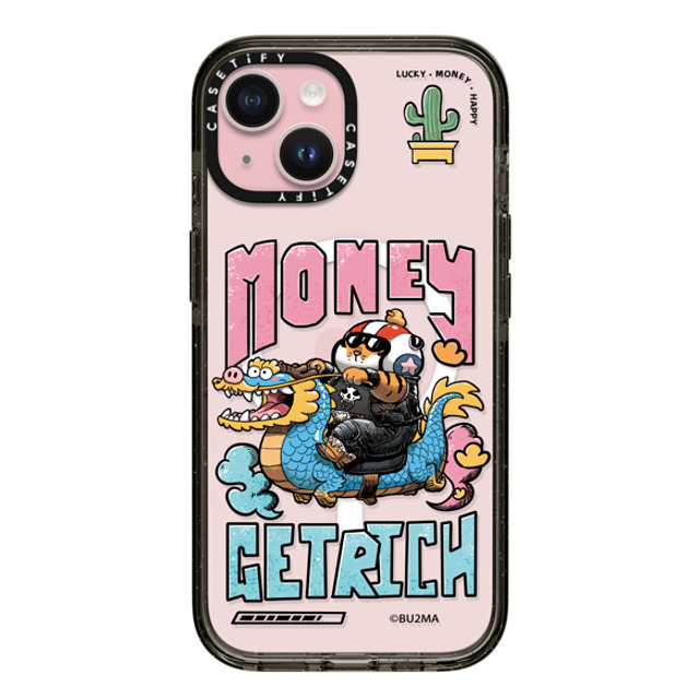 Bu2Ma x CASETiFY iPhone 15 ケース ブラック インパクトケース MagSafe対応 MONEY GET RICH BY BU2MA