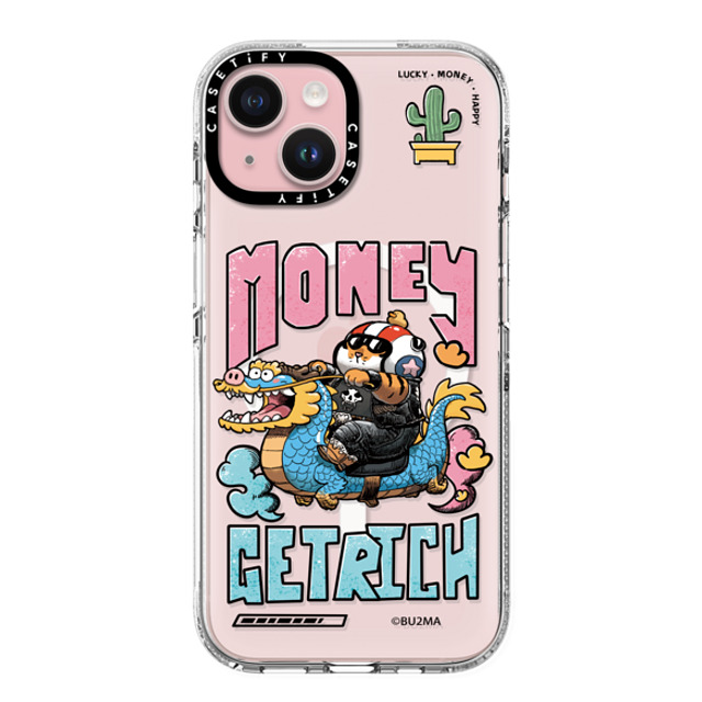 Bu2Ma x CASETiFY iPhone 15 ケース クリア クリア ケース MagSafe対応 MONEY GET RICH BY BU2MA