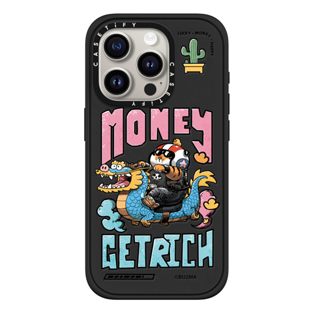 Bu2Ma x CASETiFY iPhone 15 Pro ケース マットブラック インパクトケース MagSafe対応 MONEY GET RICH BY BU2MA