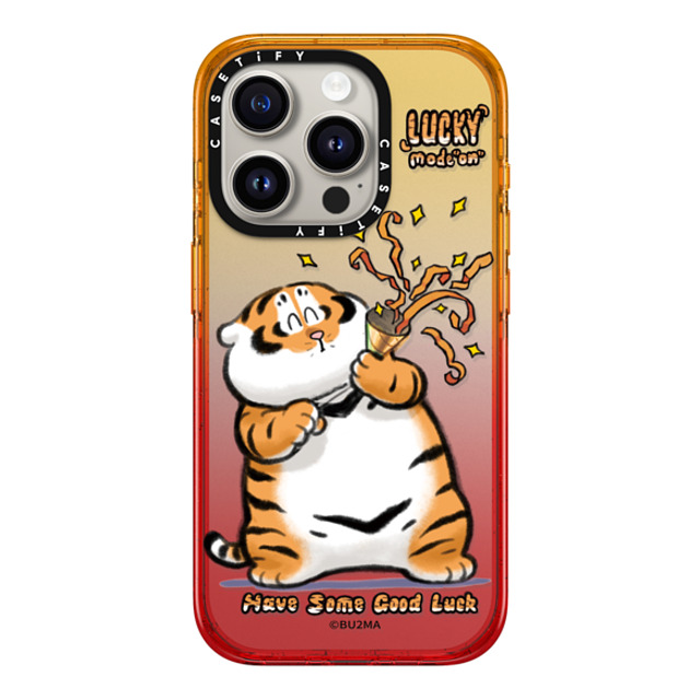 Bu2Ma x CASETiFY iPhone 15 Pro Case Peach Haze Impact Case Lucky mode on Bu2Ma x CASETiFY iPhone 15 Pro Case Peach Haze Impact Case Lucky mode on