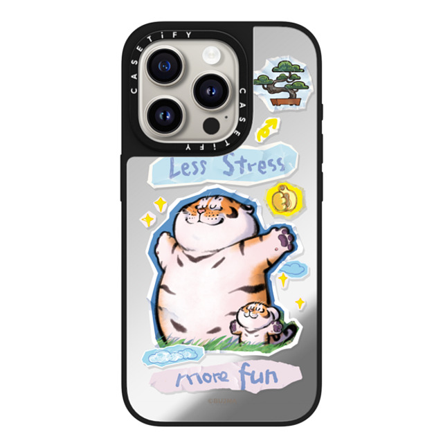 Bu2Ma x CASETiFY iPhone 15 Pro Case Silver on Black ミラーケース MagSafe対応 Less stress More fun Bu2Ma x CASETiFY iPhone 15 Pro Case Silver on Black ミラーケース MagSafe対応 Less stress More fun