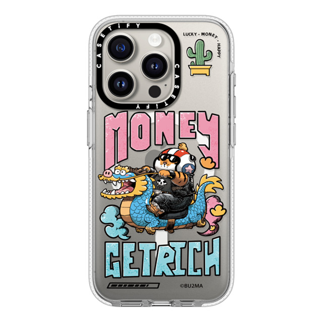 Bu2Ma x CASETiFY iPhone 15 Pro ケース クリア クリア ケース MagSafe対応 MONEY GET RICH BY BU2MA