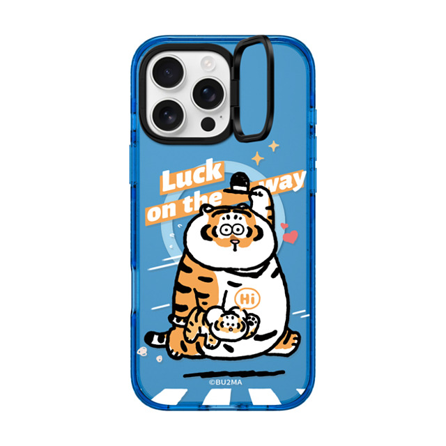 Bu2Ma x CASETiFY iPhone 16 Pro Max ケース スカイブルー インパクトリングスタンドケース MagSafe対応 Luck on the way