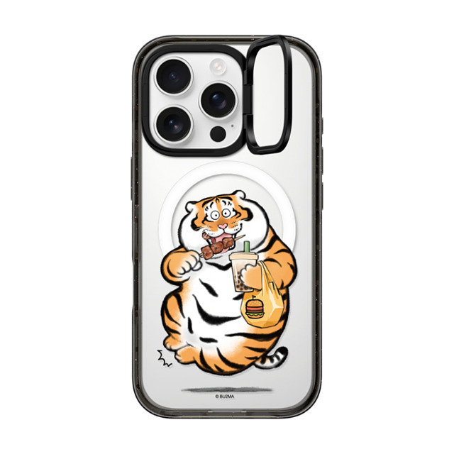 Bu2Ma x CASETiFY iPhone 16 Pro ケース ブラック インパクトリングスタンドケース MagSafe対応 Fat And Happy by Bu2ma