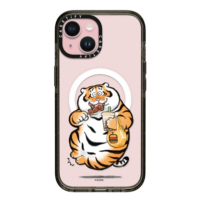 Bu2Ma x CASETiFY iPhone 15 ケース Tiger,Animal ブラック インパクトケース MagSafe対応 Fat And Happy by Bu2ma Mother's Day Bu2Ma x CASETiFY iPhone 15 ケース Tiger,Animal ブラック インパクトケース MagSafe対応 Fat And Happy by Bu2ma Mother's Day