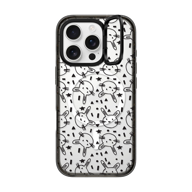 Matthew Langille x CASETiFY iPhone 16 Pro ケース ブラック インパクトリングスタンドケース MagSafe対応 Bunnies by Matthew Langille