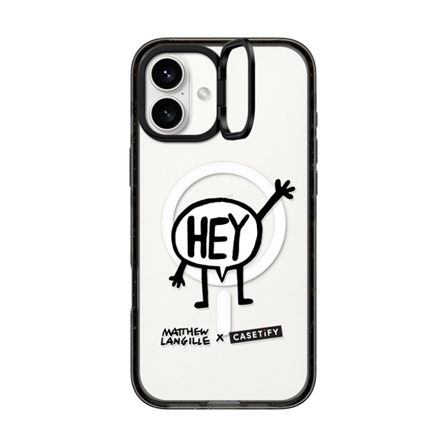 Matthew Langille x CASETiFY iPhone 16 Plus ケース ブラック インパクトリングスタンドケース MagSafe対応 Hey by Matthew Langille