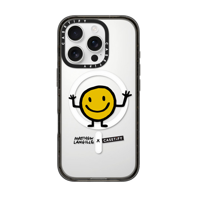 Matthew Langille x CASETiFY iPhone 16 Pro ケース ブラック インパクトケース MagSafe対応 Smile by Matthew Langille