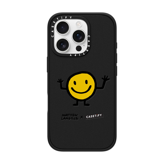 Matthew Langille x CASETiFY iPhone 16 Pro ケース マットブラック インパクトケース MagSafe対応 Smile by Matthew Langille