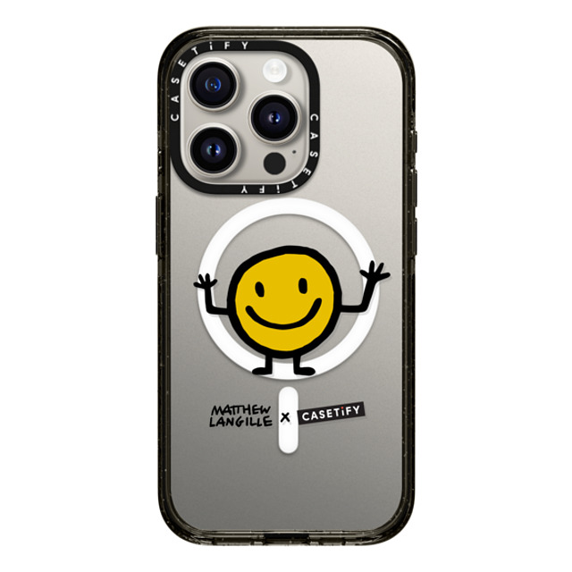 Matthew Langille x CASETiFY iPhone 15 Pro ケース ブラック インパクトケース MagSafe対応 Smile by Matthew Langille