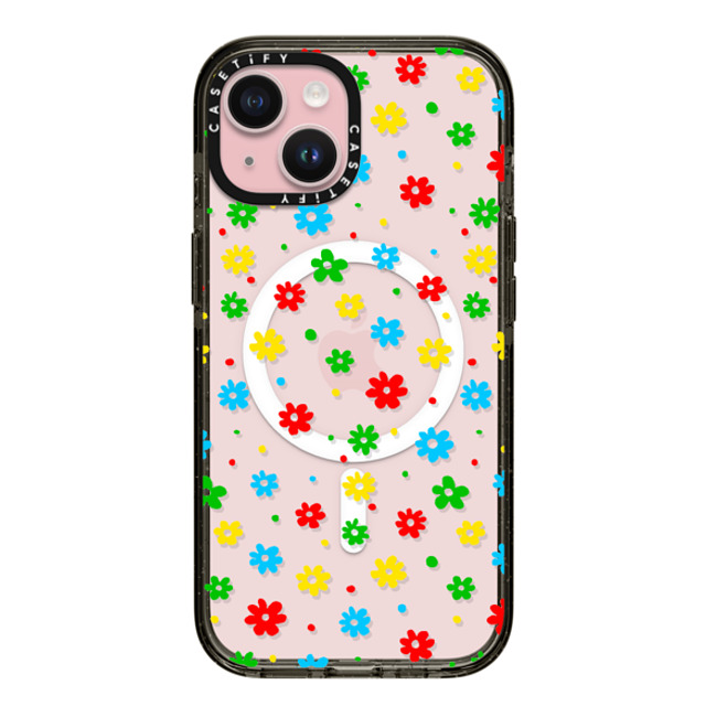 Matthew Langille x CASETiFY iPhone 15 ケース ブラック インパクトケース MagSafe対応 Flowers and Dots by Matthew Langille