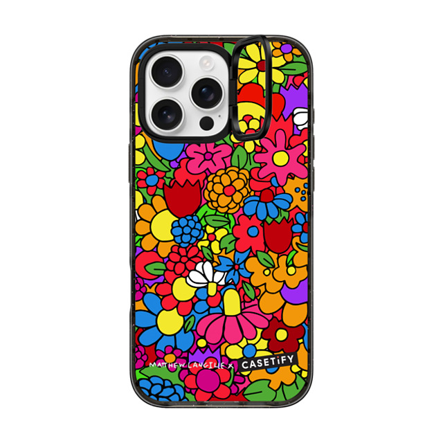 Matthew Langille x CASETiFY iPhone 16 Pro Max ケース ブラック インパクトリングスタンドケース MagSafe対応 Fun Flowers by Matthew Langille