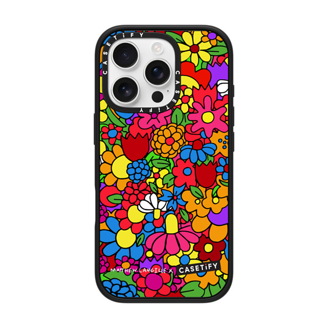 Matthew Langille x CASETiFY iPhone 16 Pro ケース マットブラック インパクトケース MagSafe対応 Fun Flowers by Matthew Langille