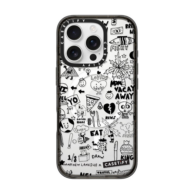 Matthew Langille x CASETiFY iPhone 16 Pro Case Sticker,Cartoon Black Impact Case MagSafe Compatible Everything Doodle by Matthew Langille Mother's Day Matthew Langille x CASETiFY iPhone 16 Pro Case Sticker,Cartoon Black Impact Case MagSafe Compatible Everything Doodle by Matthew Langille Mother's Day