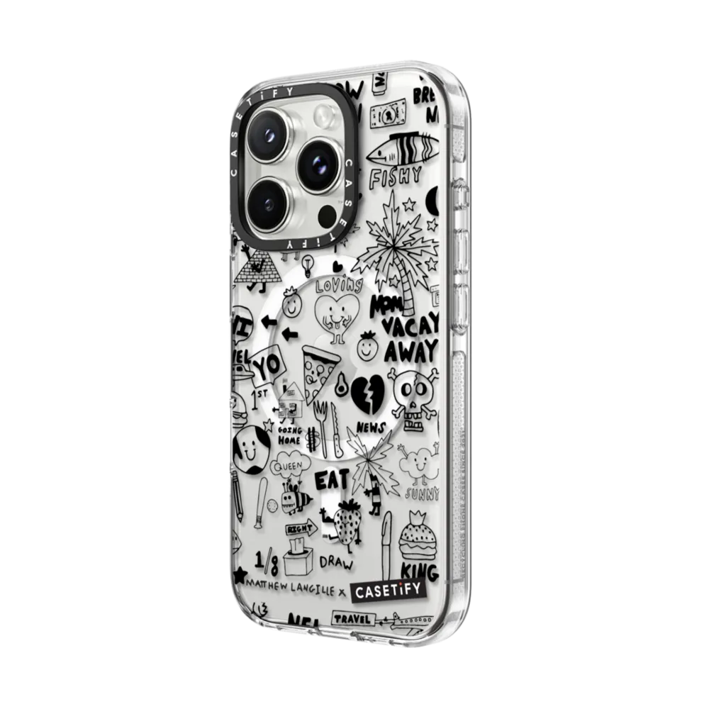 Clear iPhone 16 Pro Case MagSafe Compatible - Everything Doodle by Matthew Langille