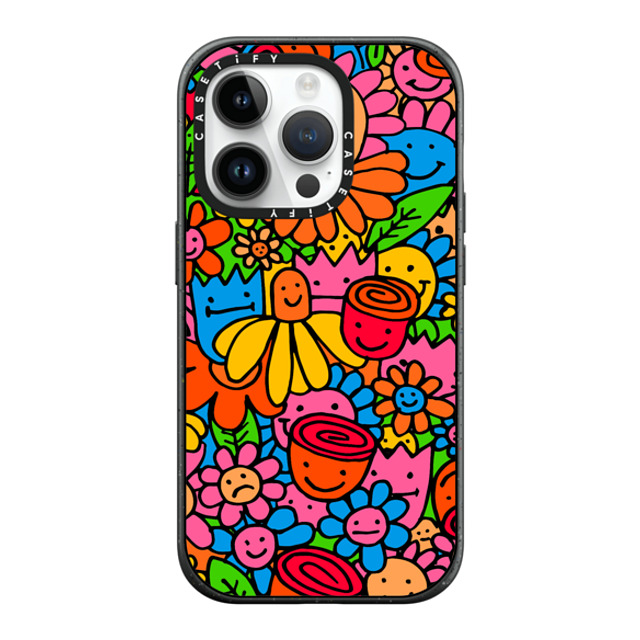 Matthew Langille x CASETiFY iPhone 14 Pro ケース マットブラック インパクトケース MagSafe対応 Flowers by Matthew Langille