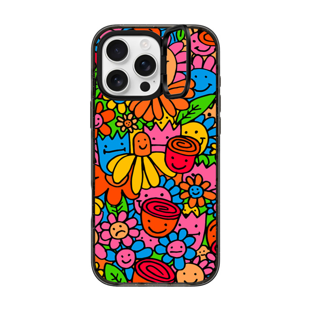 Matthew Langille x CASETiFY iPhone 16 Pro Max ケース ブラック インパクトリングスタンドケース MagSafe対応 Flowers by Matthew Langille