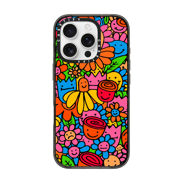 Matthew Langille x CASETiFY iPhone 16 Pro ケース ブラック インパクトケース MagSafe対応 Flowers by Matthew Langille