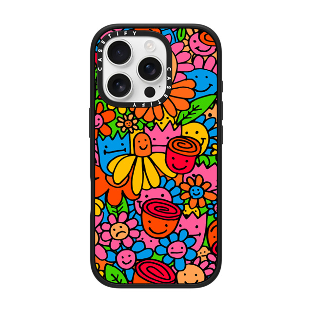 Matthew Langille x CASETiFY iPhone 16 Pro ケース マットブラック インパクトケース MagSafe対応 Flowers by Matthew Langille