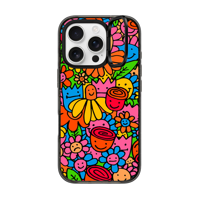 Matthew Langille x CASETiFY iPhone 16 Pro ケース ブラック インパクトリングスタンドケース MagSafe対応 Flowers by Matthew Langille