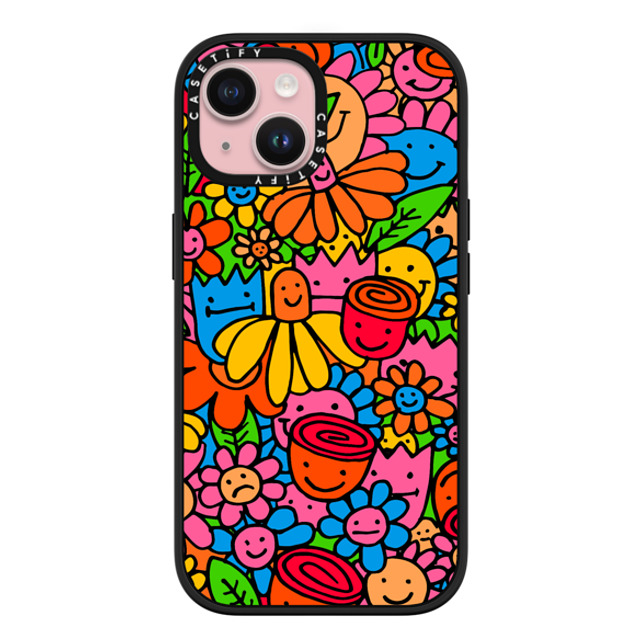 Matthew Langille x CASETiFY iPhone 15 ケース マットブラック インパクトケース MagSafe対応 Flowers by Matthew Langille